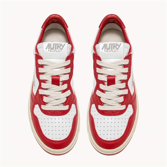Autry Medalist Low Bicolor Sneakers, White/Red